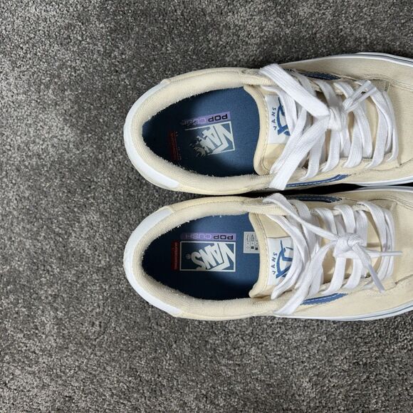 Vans Rowan Mens Size 10 Cream Suede Light Navy Athletic Skate Shoes Used main image 9